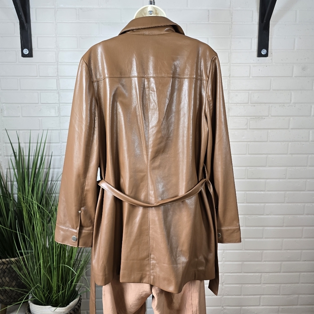 NWT Chicos Brown Coated Vegan Leather Utility Jacket Size 2 - Picture 6 of 12